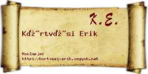 Körtvési Erik névjegykártya